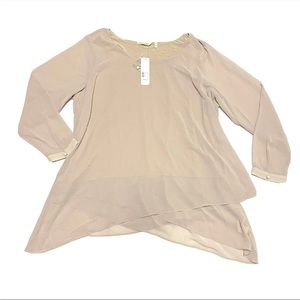 NWT Soft Surroundings XL Celine Tunic Top Long Sleeve Taupe Polyester Women's